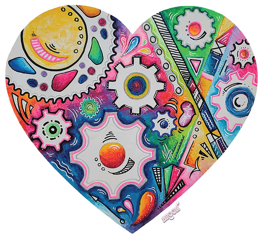 no. 10 wooden resin heart cycling gears gearhead time watch car bike painting MeganAroon  
