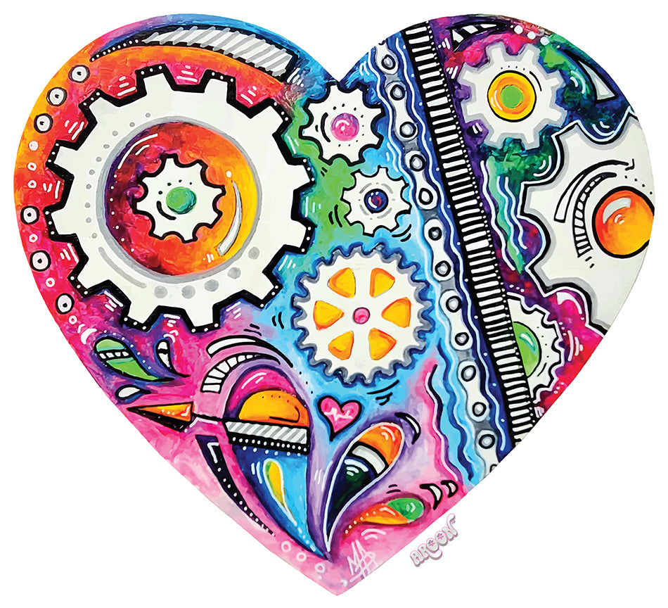 no. 11 wooden resin heart cycling gears gearhead time watch car bike painting MeganAroon  