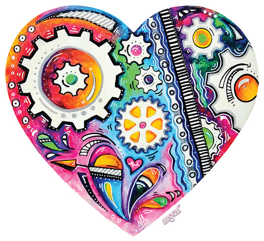 no. 11 wooden resin heart cycling gears gearhead time watch car bike painting MeganAroon  