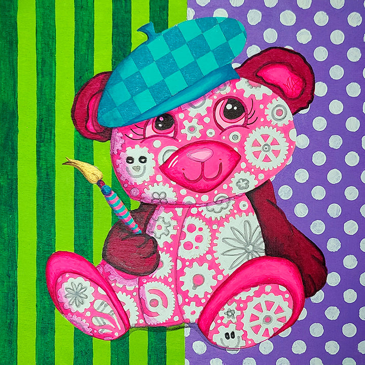 Meet Artisia, the GEAR BEAR who started it all! With her magical paintbrush in hand, she will bring the first world of Geartopia to life: ArtLandia. This vibrant, ever-evolving land will be spun together by the constant motion of gears, symbolizing time, movement, and boundless creativity.

Artisia dreams of a world where imagination and art become a universal language. She inspires everyone she meets to pick up their own “paintbrush”—whether literal or figurative—and create something beautiful.