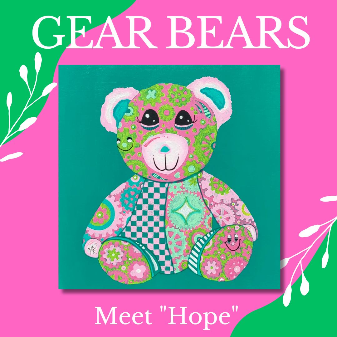 "Hope" Original Geartopia GEAR BEAR Doodle Gears Painting