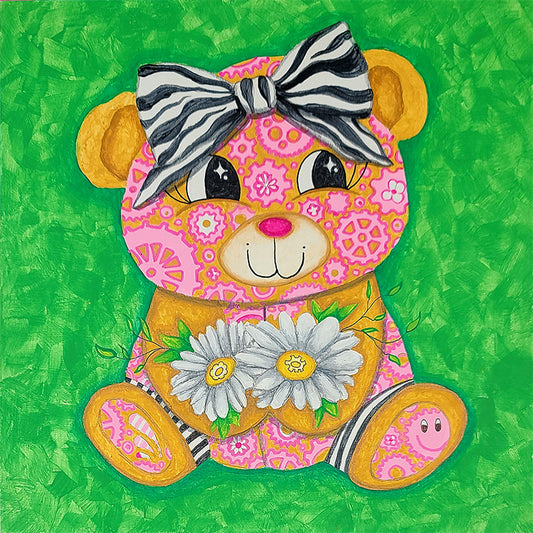 "Daisy" Original Geartopia GEAR BEAR Doodle Gears Painting
