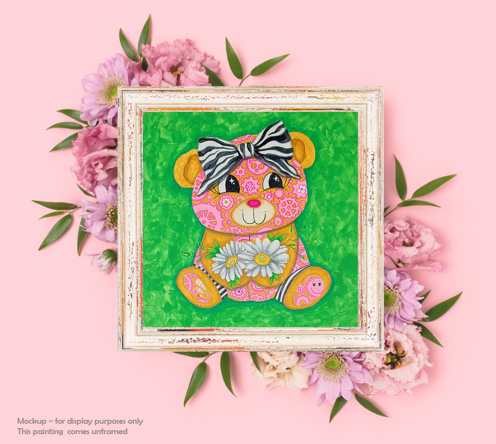"Daisy" Original Geartopia GEAR BEAR Doodle Gears Painting