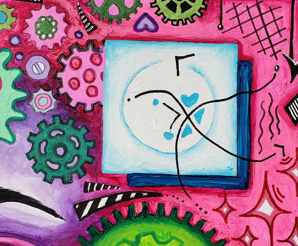 "Embrace Your Inner Self" Original THE AGE OF WOMEN Doodle Gears Painting