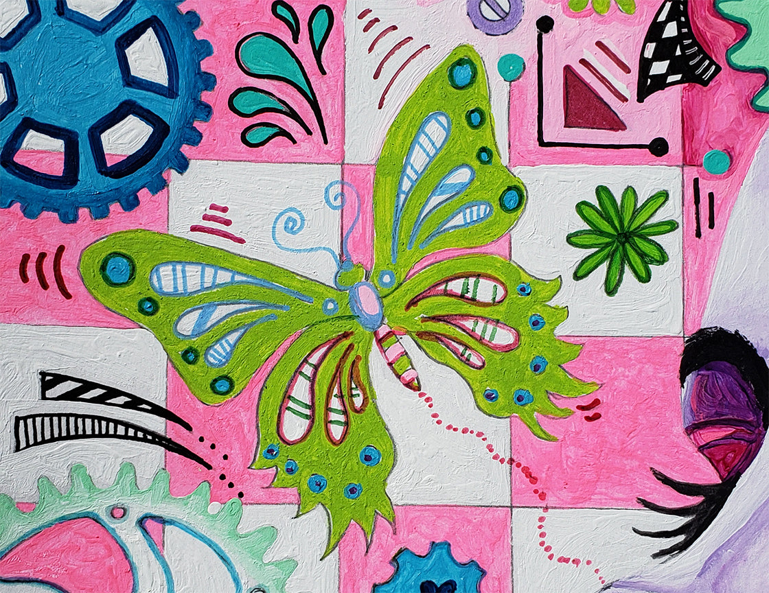 "Embrace Your Inner Self" Original THE AGE OF WOMEN Doodle Gears Painting