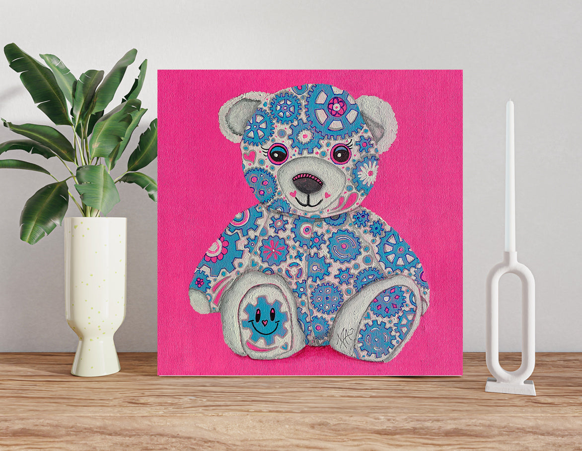 "Joy" Original Geartopia GEAR BEAR Doodle Gears Painting