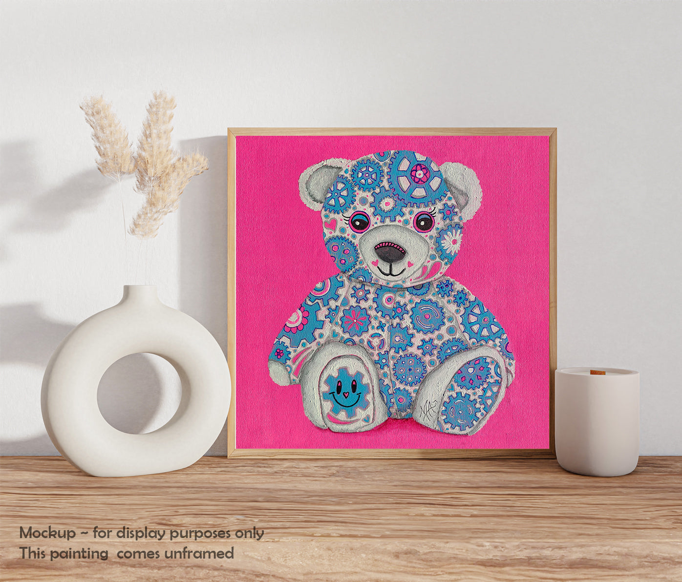 "Joy" Original Geartopia GEAR BEAR Doodle Gears Painting