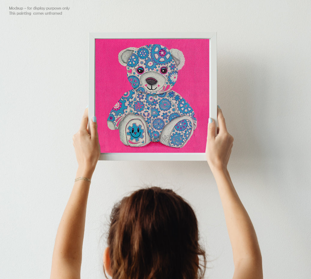 "Joy" Original Geartopia GEAR BEAR Doodle Gears Painting