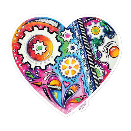 Doodle Gears PoP Art Sticker Design ~ Heart #11