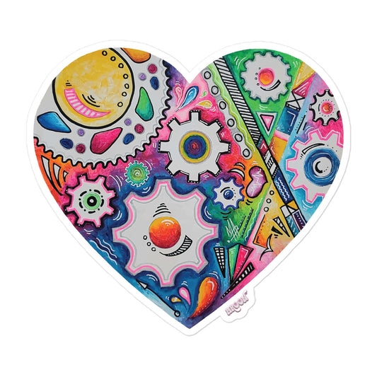 Doodle Gears PoP Art Sticker Design ~ Heart #10