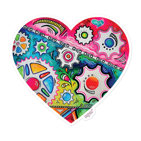 Doodle Gears PoP Art Sticker Design ~ Heart #8
