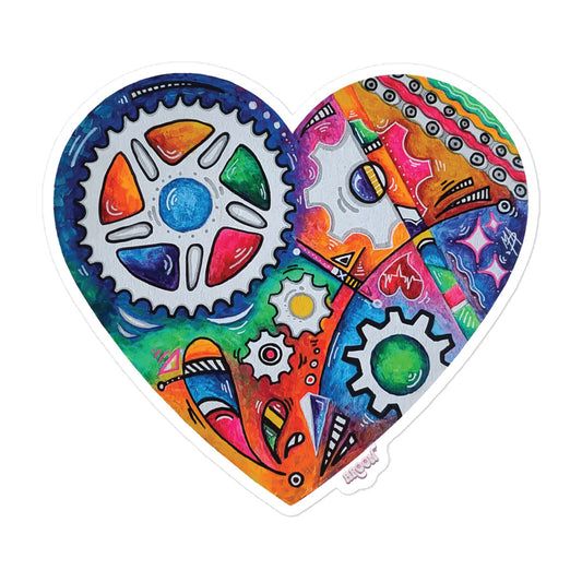 Doodle Gears PoP Art Sticker Design ~ Heart #3