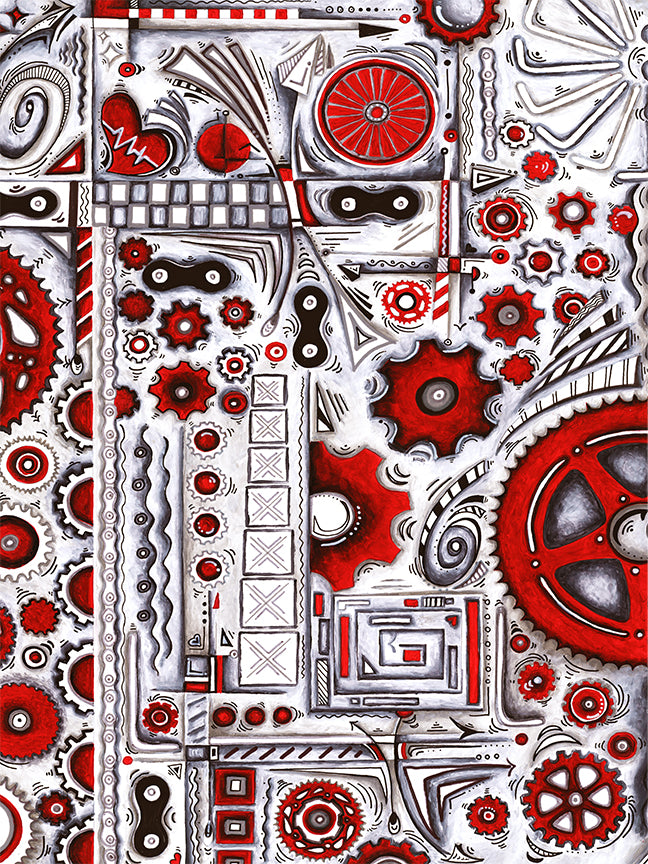 "Paths Cross" Original Doodle Gears PoP Art Painting